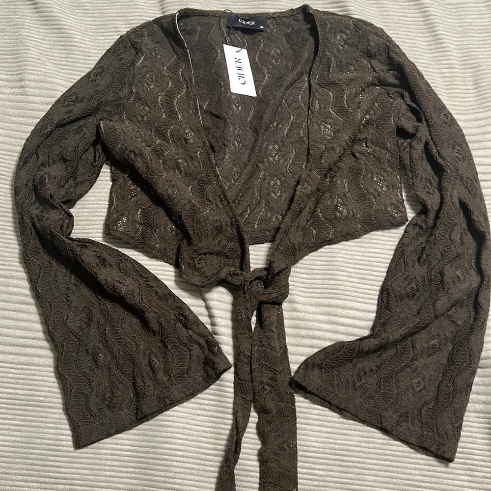 New forest green lace cardigan